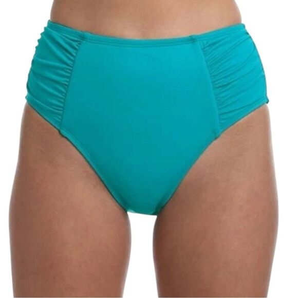 NWT La Blanca Island Goddess High Waist Bikini Bottoms Size 4 Turquoise Blue - Picture 1 of 12